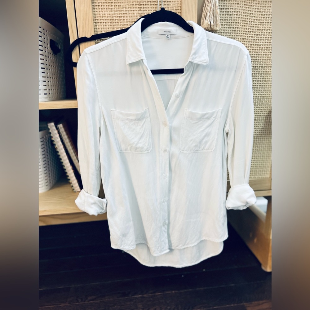 Aritzia Talula white flannel soft white button-up